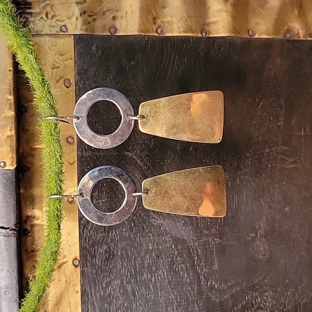 Robert Lee Morris RLM Studios Brass and 925 Silver Geometric Earrings